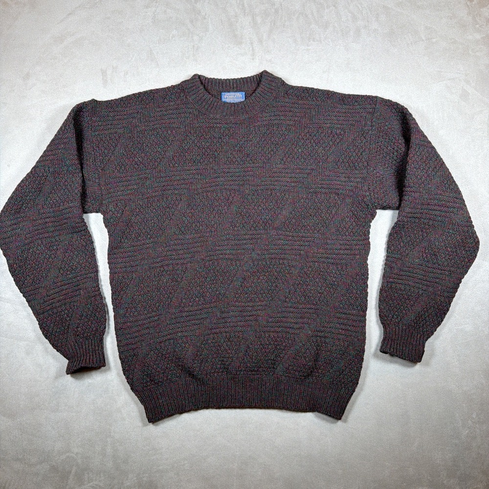 Vintage Pendleton Sweater XL USA Pure Virgin Wool Crewneck Multicolor Cozy - Picture 2 of 8
